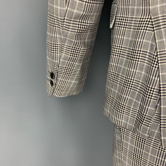 BLACK FLEECE Size 38 Black White Glenplaid Wool Blend Notch Lapel Suit - Picture 4 of 10